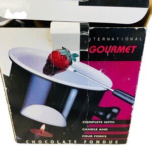 Gourmet Chocolate Fondue Set With Candle Four Forks